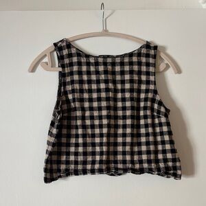 Checkered Black and Tan Women's Top
